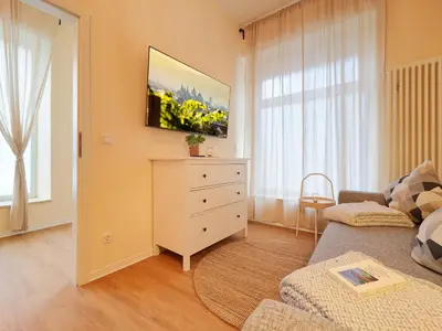 Ein Sitzbereich in der Unterkunft Marx - Modernes Apartment - Top Lage im Zentrum - Gratis WLAN - ideal für Geschäftsreisende & Paare