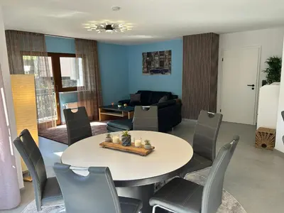 Ein Sitzbereich in der Unterkunft Ferienwohnung RebenGlück