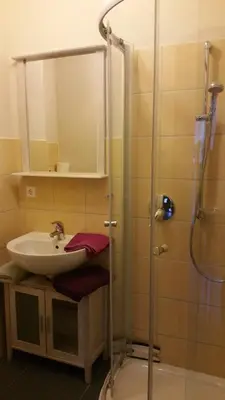 Ein Badezimmer in der Unterkunft Doppelzimmer mit direktem Moselblick