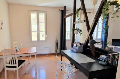 Ein Sitzbereich in der Unterkunft FachwerkNest Koblenz I10 Min zur Altstadt I 400 Mbit WLAN I Parkplatz