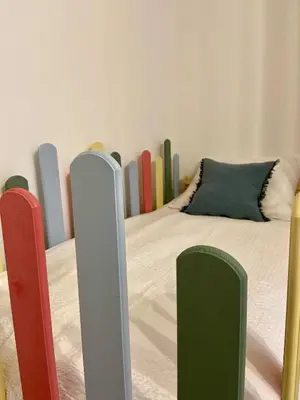 Ein Bett oder Betten in einem Zimmer der Unterkunft Familienwohnung im Hochwald Nähe Trier und Mosel ruhig und naturnah