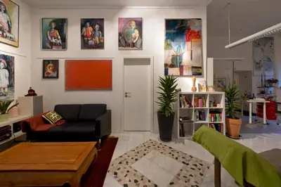 Ein Sitzbereich in der Unterkunft Atelier Valwig