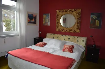 Ein Bett oder Betten in einem Zimmer der Unterkunft Haus zum Rhein