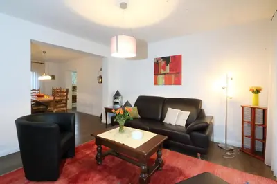 Ein Sitzbereich in der Unterkunft Ferienwohnungen Grafenfelder Hof