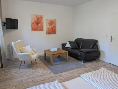 Ein Sitzbereich in der Unterkunft Gästehaus Zeller Altstadt