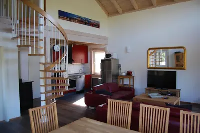 Ein Sitzbereich in der Unterkunft Traumhaus am See