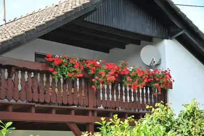 Ein Balkon oder eine Terrasse in der Unterkunft Ferienwohnung Rosengarten