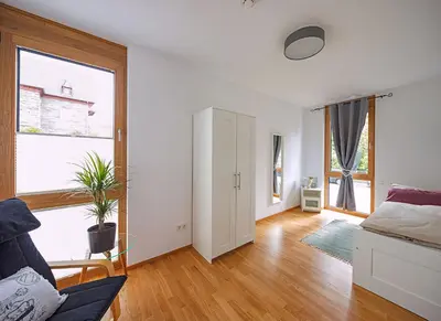Ein Bett oder Betten in einem Zimmer der Unterkunft Ferienwohnung Freiraum