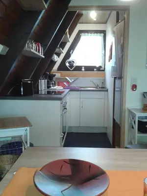 Küche/Küchenzeile in der Unterkunft Eifeler Finnhaus mit Sauna, Mühlenberg 13
