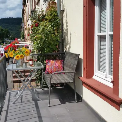 Ein Balkon oder eine Terrasse in der Unterkunft ferienhaus-raju-zeltingen