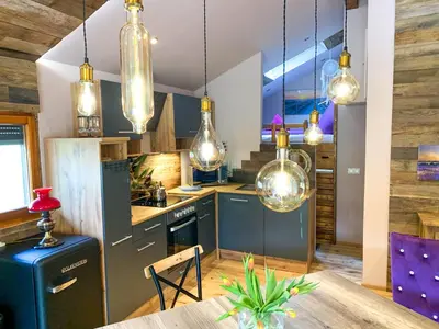 Küche/Küchenzeile in der Unterkunft Ferienhaus auf der Schleuseninsel
