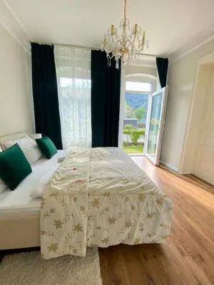 Ein Bett oder Betten in einem Zimmer der Unterkunft Villa Rheinblick