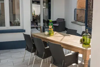 Ein Sitzbereich in der Unterkunft Ferienhaus am Kloster Stuben