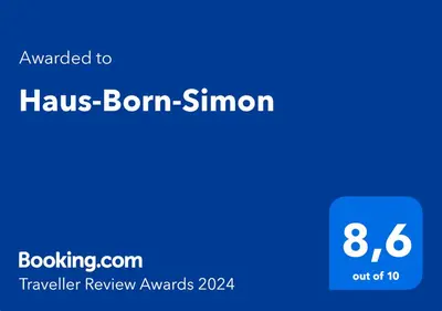 Ein Zertifikat, Auszeichnung, Logo oder anderes Dokument, das in der Unterkunft Haus-Born-Simon ausgestellt ist
