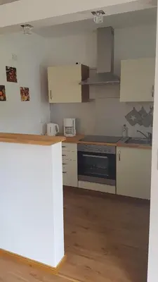 Küche/Küchenzeile in der Unterkunft Pulgersmühle