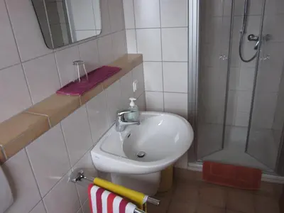 Ein Badezimmer in der Unterkunft Gästehaus Jüngling