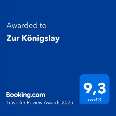Ein Zertifikat, Auszeichnung, Logo oder anderes Dokument, das in der Unterkunft Zur Königslay ausgestellt ist