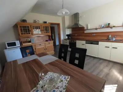 Küche/Küchenzeile in der Unterkunft Ferienwohnung Tine