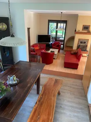Ein Sitzbereich in der Unterkunft Ferienhaus Mausberg