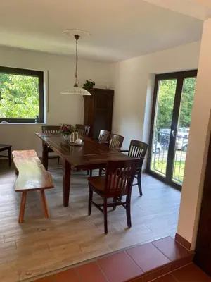 Ein Sitzbereich in der Unterkunft Ferienhaus Mausberg