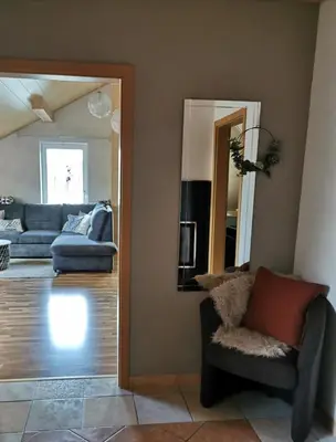 Ein Sitzbereich in der Unterkunft Apartment Hasselstrasse