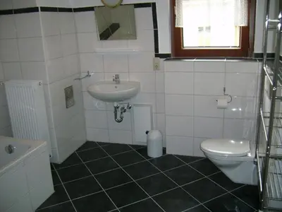 Ein Badezimmer in der Unterkunft Ferienhaus Burgeiche