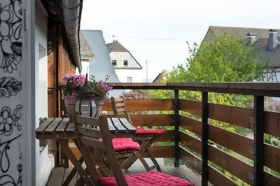 Ein Balkon oder eine Terrasse in der Unterkunft Ferienwohnung Stein mit Sauna