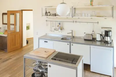 Küche/Küchenzeile in der Unterkunft Nengshof Ferienwohnung Wildrose