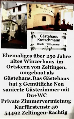 Ein Zertifikat, Auszeichnung, Logo oder anderes Dokument, das in der Unterkunft Gästehaus Kretschmann ausgestellt ist