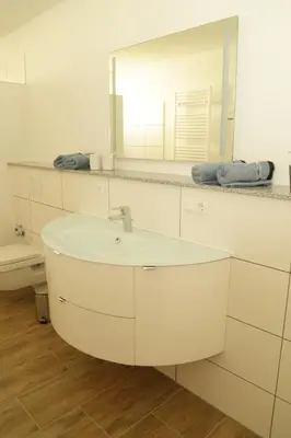 Ein Badezimmer in der Unterkunft Riethelblick