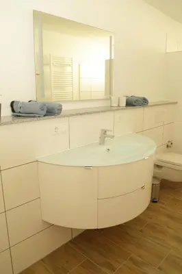 Ein Badezimmer in der Unterkunft Riethelblick