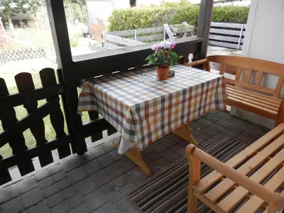 Ein Balkon oder eine Terrasse in der Unterkunft Ferienhaus Greta