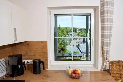 Küche/Küchenzeile in der Unterkunft Ferienwohnung Panorama-Blick