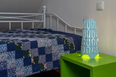Ein Bett oder Betten in einem Zimmer der Unterkunft Das Blaue Haus - Ferienhaus