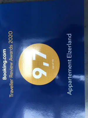 Ein Zertifikat, Auszeichnung, Logo oder anderes Dokument, das in der Unterkunft Appartement Elzerland ausgestellt ist