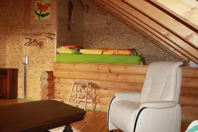 Ein Sitzbereich in der Unterkunft roothaus