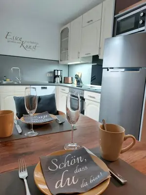 Küche/Küchenzeile in der Unterkunft Ferienwohnung Tintemann