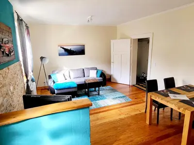 Ein Sitzbereich in der Unterkunft Ferienhaus Alt Bahnhaus