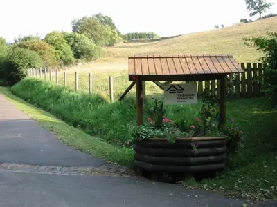 Ein Garten an der Unterkunft Haus 1 - Typ B (Blockhaus)