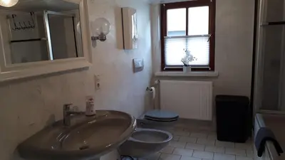Ein Badezimmer in der Unterkunft Ferienhaus Strunks ahl Häusje