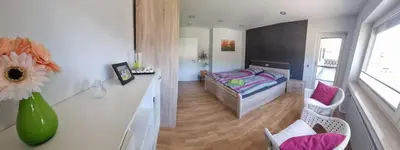 Ein Sitzbereich in der Unterkunft Ferienwohnung Arens