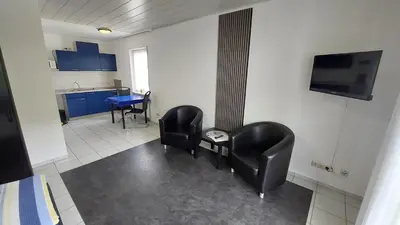 Küche/Küchenzeile in der Unterkunft Pension Mosella , Wohnung mit Balkon und Moselblick