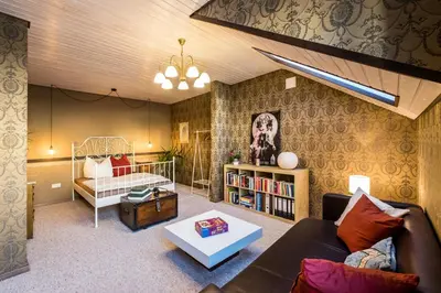 Ein Bett oder Betten in einem Zimmer der Unterkunft Wohlfühloase mit Blick auf Trier