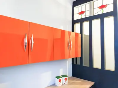 Küche/Küchenzeile in der Unterkunft Alte Schule Gästehaus - Fräulein Apartment