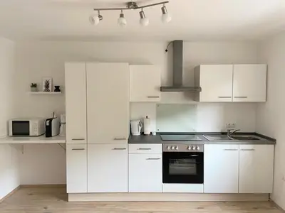 Küche/Küchenzeile in der Unterkunft Ferienwohnung Flur 34