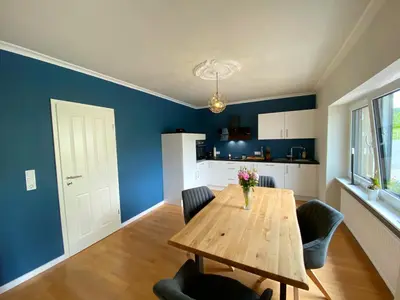 Küche/Küchenzeile in der Unterkunft Ferienwohnung SeeGlück Bostalsee