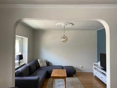 Ein Sitzbereich in der Unterkunft Ferienwohnung SeeGlück Bostalsee