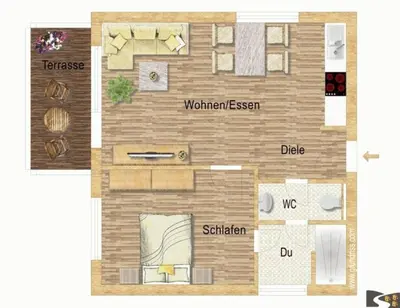 Grundriss der Unterkunft Auf dem Rheinsteig
