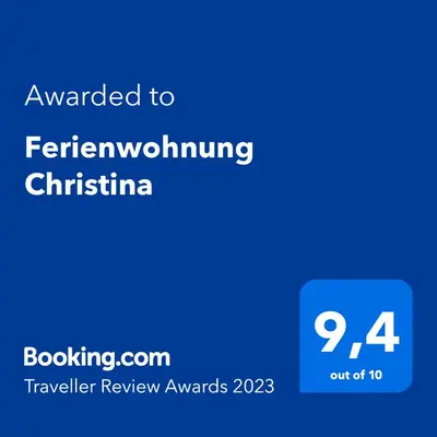 Ein Zertifikat, Auszeichnung, Logo oder anderes Dokument, das in der Unterkunft Ferienwohnung Christina ausgestellt ist