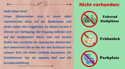 Ein Zertifikat, Auszeichnung, Logo oder anderes Dokument, das in der Unterkunft Hotelzimmer im alten Reihenhaus auf der Stadtmauer ausgestellt ist